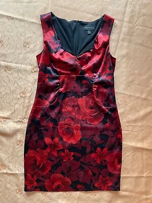 Buy Dress Elegant Red Roses In Black 3D Look Brand Connected Apparel Size 14 • 6.99£