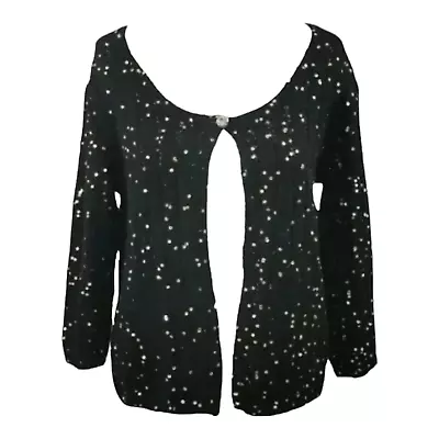 Buy Black Sequin Cardigan Size 12 Cape Knit Button Rainbow Sparkle Party • 15£