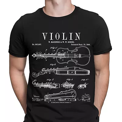 Buy Violin Patent Guitar Musician Music Lovers Gift Musical Mens T-Shirts Top #NED • 9.99£