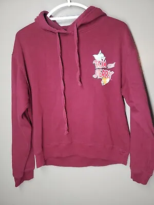 Buy Tom & Jerry Juniors Hoodie Size Large Pullover Burgundy • 13.93£