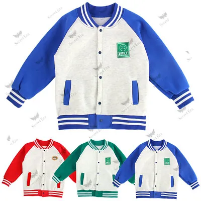 Buy UK Kids Boys Girls Baseball Jacket Fashion Style School Jacket Age 3-13 Years • 9.99£