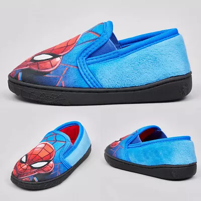 Buy Boys Spiderman Slippers Gaming Warm Soft Cosy Mules Boots Shoes Slip On Winter • 12.95£