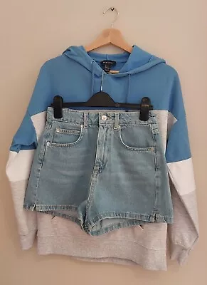 Buy Denim Shorts Age 14, Girls, New Look  & New Look Blue Hoodie Top Size Small. • 13.99£