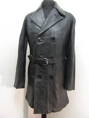 Buy Vintage Goth Trench Coat Jacket Size M, 70's French Sncf 2.4kg Wool Lined • 79£
