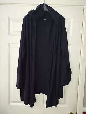 Buy George Plus Size 2xl 24/26 Blue Black Marl Hooded Waterfall Cardigan Soft Touch • 8.99£
