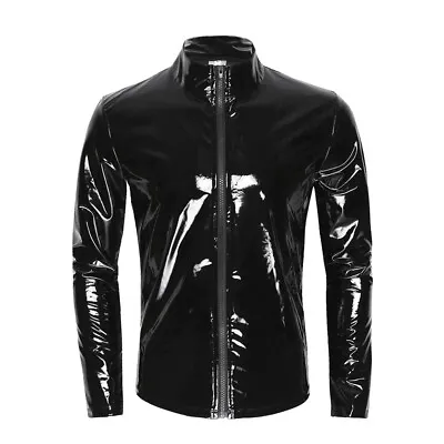 Buy Men's PU Jacket Long Sleeve Zip Up Slim Fit Outerwear Autumn Winter Coat • 26.95£