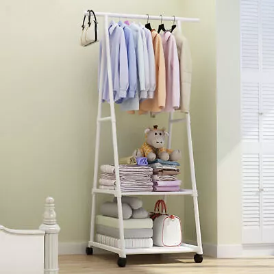 Buy Metal Clothing Rack Shoes Storage Shelf Clothes Hanging Rail Small Space Storage • 11.99£