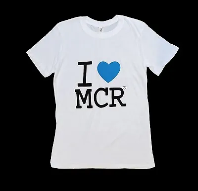 Buy I Love Manchester T-Shirt - Proud Of MCR Unisex Men Women White Tee Blue Heart • 6.55£