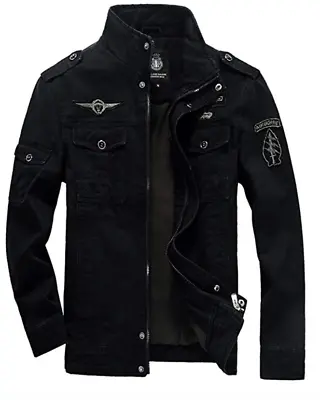 Buy Men's Flight Jacket Between-Seasons Bomber Jacket Military Pilot's Jeans • 31.26£