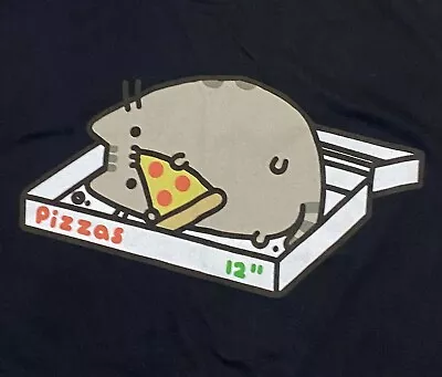 Buy Pusheen Kitty Cat Pizza Box Black Unisex T-shirt Medium Gray Tabby • 12.28£