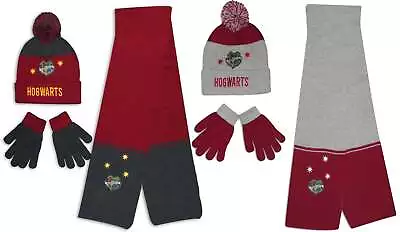 Buy Official Licensed Harry Potter Hogwarts Kids Winter Hat Scarf And Gloves Set • 8.99£