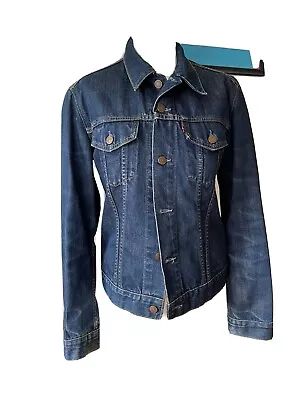 Buy Levi’s Blue Denim Jacket Size UK12 14 Indigo Red Tab Slim Fit 1980s Female • 30£