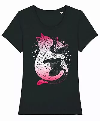 Buy Cat Hugs T-Shirt Womens Funny Pet Cat Kitten Ladies Organic Cotton Premium Tee • 10.99£