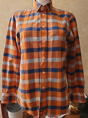 Buy ●OSOVSKI AVANGARD●~ Orange/Blue Checked Shirt~SIZE SMALL • 11.99£