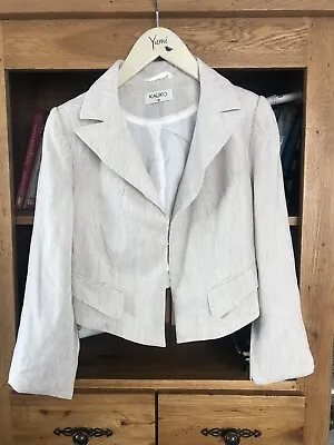 Buy Ladies KALIKO Long Sleeve Spencer Style Jacket Striped Sz 10 Linen & Cotton Mix • 12£
