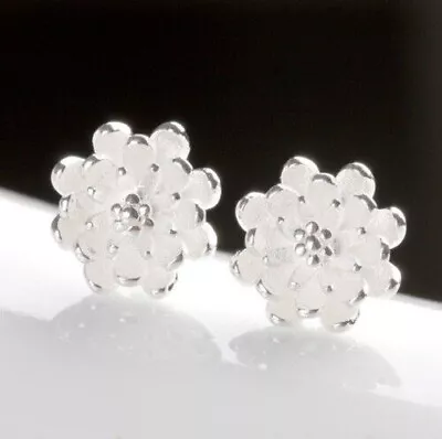 Buy Women Flower Earrings Sterling Silver Stud Gift Jewellery Small Crystal Girls • 3.49£