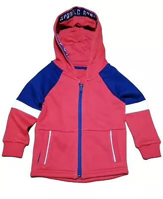 Buy Hoodie Fleece Lined Jacket Full Zip Front Red Blue  1-2y Toddler Boys Girls • 9.99£
