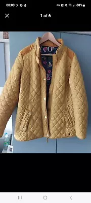 Buy JOULES NEWDALE Quilted Jacket Size 16 Mustard With Lovely Floral Lining  VGC • 25£