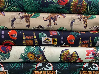 Buy Jurassic Park Opulent Jungle Cotton Fabric By 1/4 Metre* Dinosaur T-Rex Raptor • 2.75£