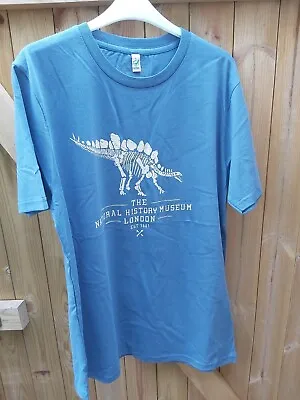 Buy The Natural History Museum London Dinosaur Print T-shirt Blue Size Large Organic • 6.15£