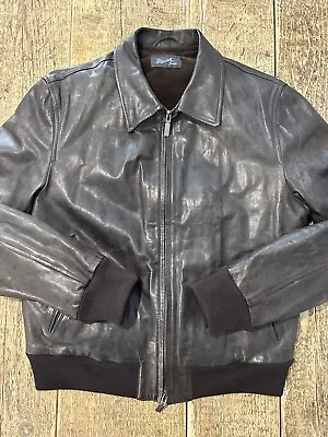 Buy Stewart Happy Days Leather Bomber Jacket Size M Brown Made Italy • 132.82£