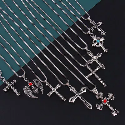 Buy Vintage Cross Pendant Necklace Personality Hip Hop Punk Streetwear Jewelry Gift • 6.69£