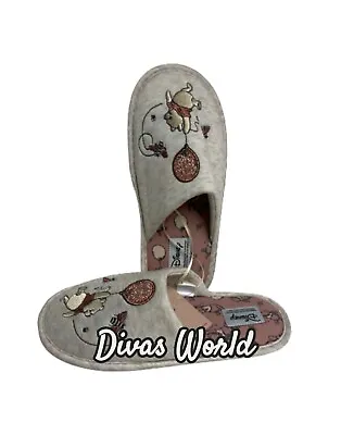 Buy Disney Winnie The Pooh Grey Slipper Soft Women Indoor Slip On Mules Footwear • 9.99£