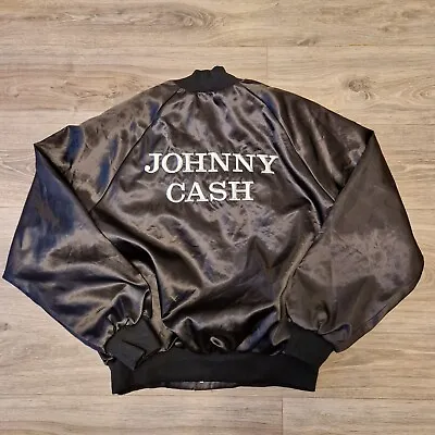 Buy Vintage 1980s Johnny Cash Nylon Bomber Jacket Tour Rare • 55£