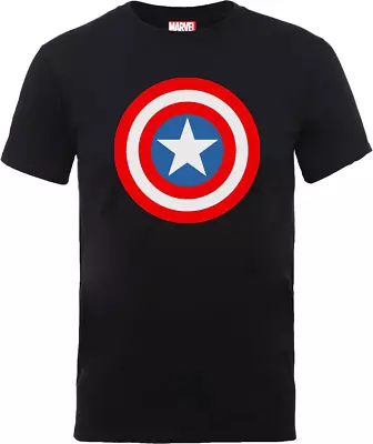 Buy Marvel Official Captain America Black  T Shirt Mens Medium Brand New • 7£
