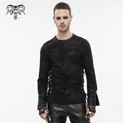 Buy Devil Fashion Men Torn Spider Web Printed Mesh Spliced Punk Stretchy T-shirt • 64.79£