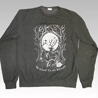 Buy AWDis Gothic Moon Deer Print Sweatshirt Jumper Women's Small Black Night Nature • 13£