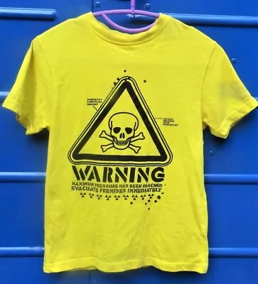 Buy Bright Yellow Warning Sign T-Shirt By Rebel UK Size 10 - 12 • 5£