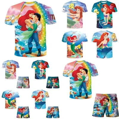 Buy Kids The Little Mermaid Ariel Princess T-shirt Shorts Tracksuit Sportwear Outfit • 6.98£
