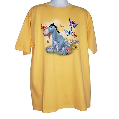 Buy Disney Womens Eeyore Butterfly Graphic Short Sleeve T-Shirt Yellow Size 2XL NWT • 19.11£