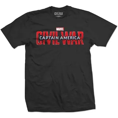 Buy Captain America Civil War Logo Mens Black T Shirt Avengers Marvel Comics Iron Ma • 9.95£