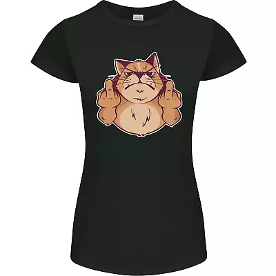 Buy Grumpy Cat Finger Flip Offensive Funny Womens Petite Cut T-Shirt • 9.49£