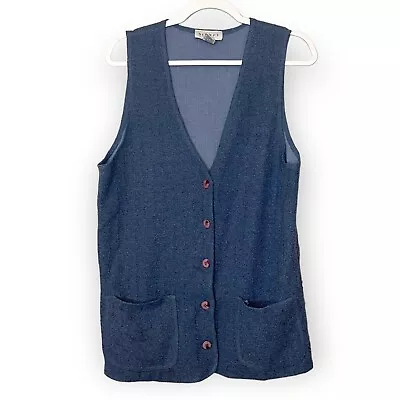 Buy Metro 212 Sweater Vest Women's Medium Blue Soft Casual Pockets Academia Grunge • 11.99£