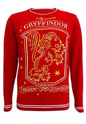 Buy Harry Potter Christmas Jumper Gryffindor Crest Official Unisex Red Ugly Sweater • 28.95£