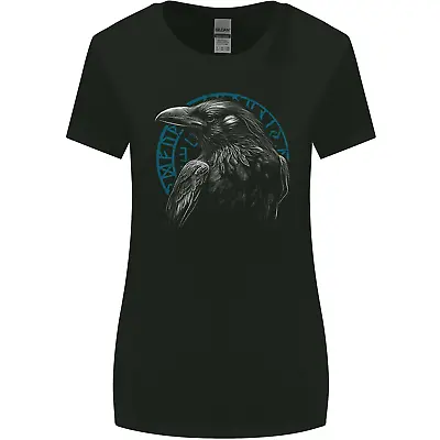 Buy A Raven In Viking Symbols Text Valhalla Womens Wider Cut T-Shirt • 8.75£