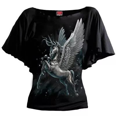 Buy Celestial Top By Spiral Gothic Goth Ladies Biker Fantasy Unicorn Pegasus Gift • 25£