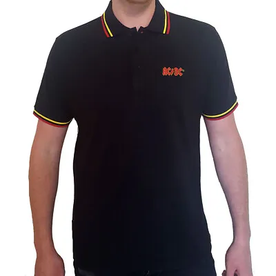 Buy AC/DC Embroidered Classic Logo Black Polo Shirt S-XXL Official Rock Band Merch • 18.96£