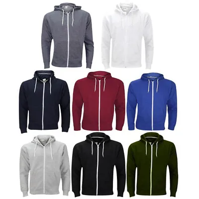 Buy Full Zip Up Plain Hooded Sweatshirt Hoodies For Men UK Adult Fleece Zipper Hoody • 14.99£