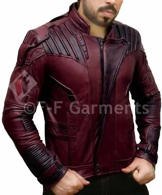 Buy Guardians Of The Galaxy 2 Star Lord Chris Pratt Maroon Real Leather Jacket • 75.68£