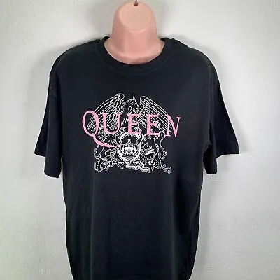 Buy Queen Crest Band Logo Women's T-shirt, Size UK 12, Black • 7.99£