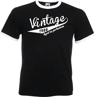 Buy 38th Birthday Gifts Presents Year 1986 Mens Ringer Vintage Retro T-Shirt Aged To • 12.99£