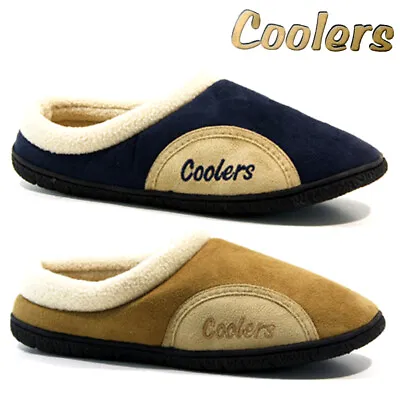 Buy Mens Coolers Slippers Fleece Lined Casual Warm Slip On Mules Winter Fur Size  • 9.95£