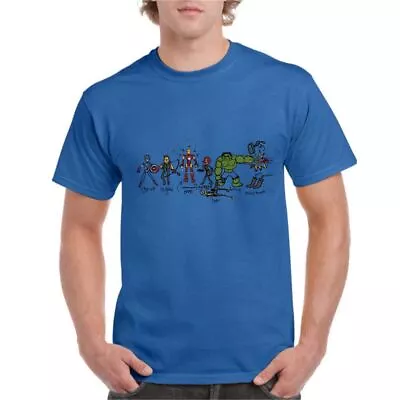 Buy Doodle Series Meet The Superheroes Tee Mens Crew Neck Short Sleeve T-Shirt Top • 14.95£