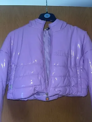 Buy ELLESSE Crop Puffer Jacket Lilac Purple Womens UK 8 • 50£