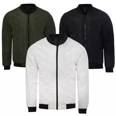 Buy Mens Padded Bomber Jacket Zip Up Casual Lightweight 100% Polyester Solid S-2XL • 19.99£