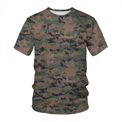 Buy Mens Casual Round Neck Camouflage T-shirt Ladies Short Sleeve Sporty Blouse Top • 8.79£